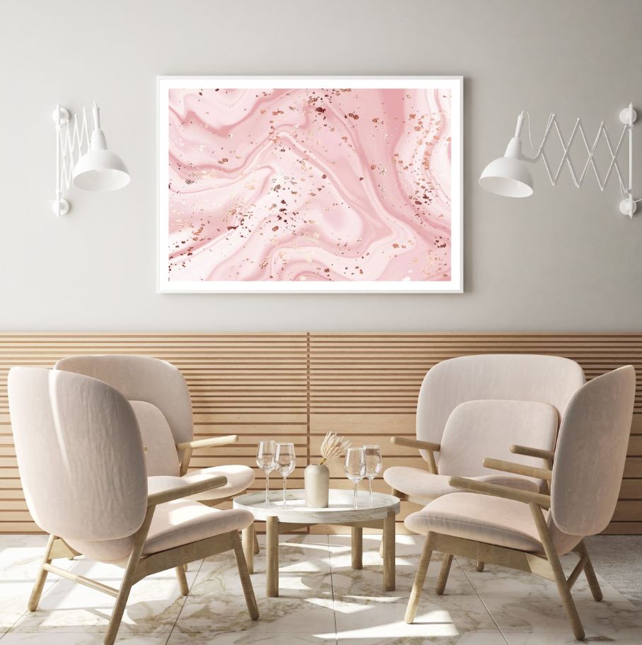 Pink & Gold Abstract Design Home Decor Premium Quality Poster Print Choose Your Sizes