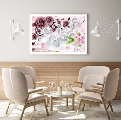 Flowers & Circles 3D Design Home Decor Premium Quality Poster Print Choose Your Sizes