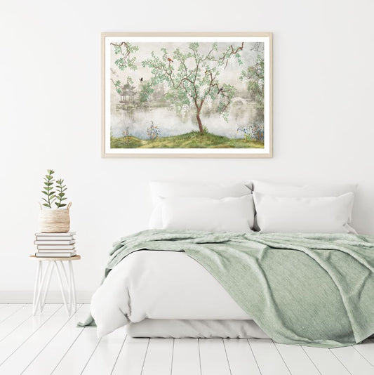 Tree Near Lake Watercolor Painting Home Decor Premium Quality Poster Print Choose Your Sizes