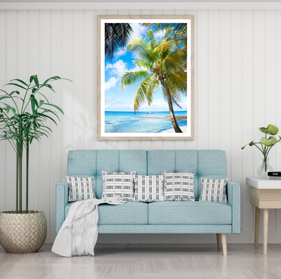 Palm Trees at Beach Photograph Home Decor Premium Quality Poster Print Choose Your Sizes