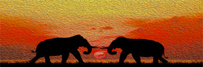 Panoramic Canvas Elephants in Sunset High Quality 100% Australian made wall Canvas Print ready to hang