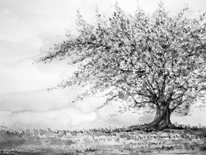 Wallpaper Murals Peel and Stick Removable B&W Tree Painting High Quality