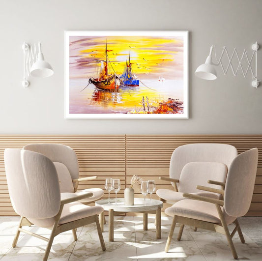 Fishing Boats Watercolor Painting Home Decor Premium Quality Poster Print Choose Your Sizes