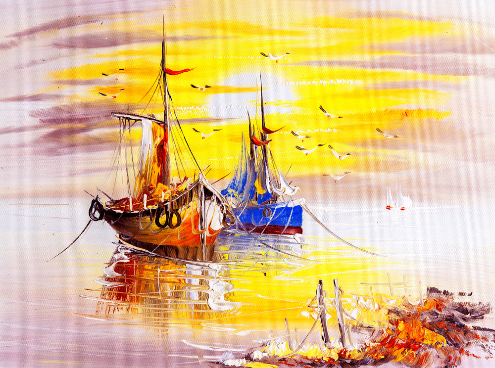 Boats on Beach Painting Print 100% Australian Made