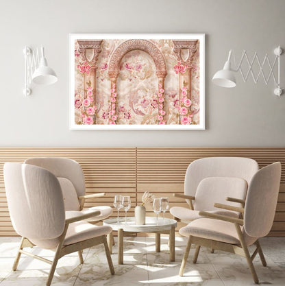 Rose Flowers & Columns 3D Design Home Decor Premium Quality Poster Print Choose Your Sizes