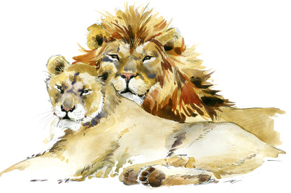 Lion Couple Painting Print 100% Australian Made