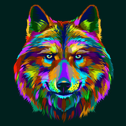 Square Canvas Abstract Colourful Fox Face Design High Quality Print 100% Australian Made