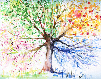 Wallpaper Murals Peel and Stick Removable Colorful Tree Painting High Quality