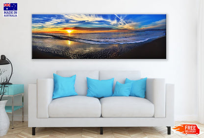 Panoramic Canvas Sea Sunset Scenery High Quality 100% Australian Made Wall Canvas Print Ready to Hang