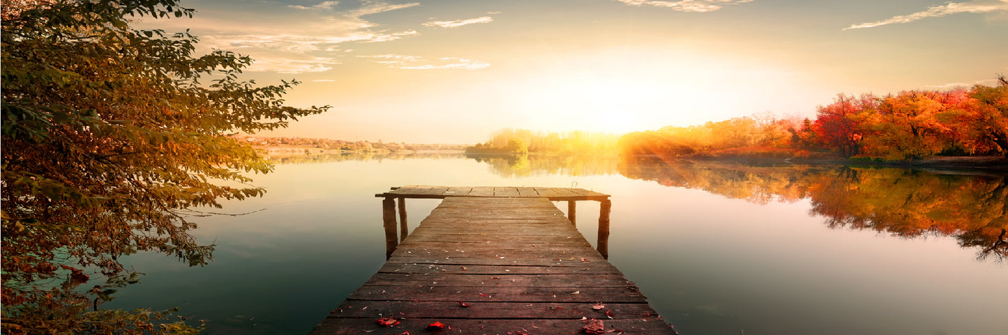 Panoramic Canvas Lake Sunset Scenery High Quality 100% Australian Made Wall Canvas Print Ready to Hang