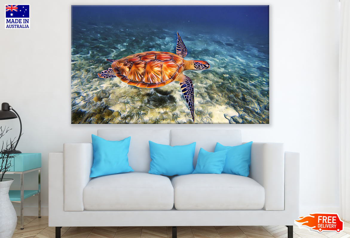 Turtle in the Sea Painting Print 100% Australian Made