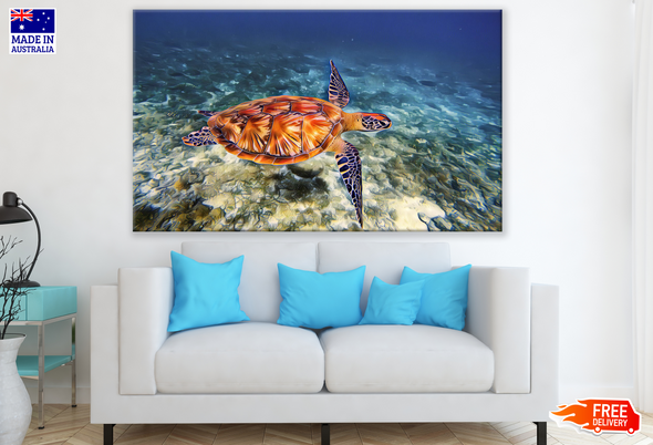 Turtle in the Sea Painting Print 100% Australian Made