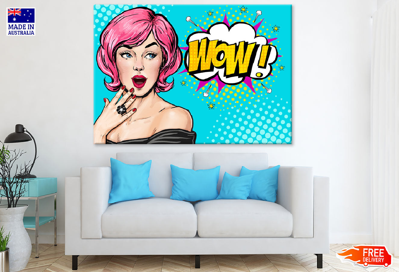 Wow Quote & Short Hair Girl Illustration Print 100% Australian Made