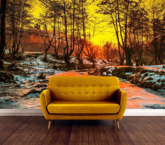 Wallpaper Murals Peel and Stick Removable Colorful Forest Scenery High Quality