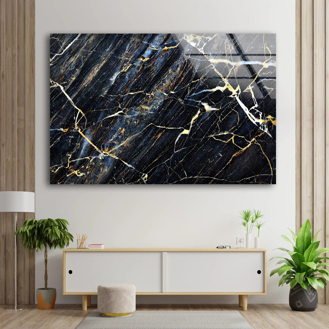 Black Silver & Gold Abstract Design Acrylic Glass Print Tempered Glass Wall Art 100% Made in Australia Ready to Hang