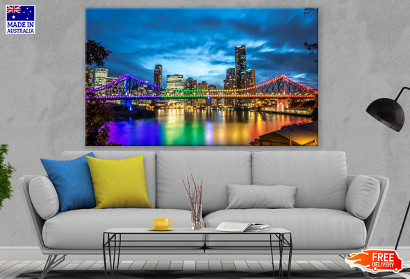 Brisbane Rainbow Sky Cityscape Photograph Print 100% Australian Made