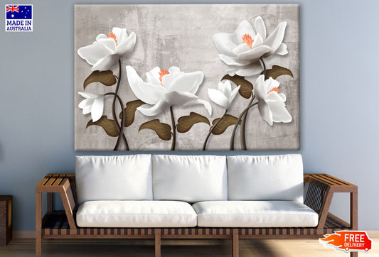 White Floral Painting Design Print 100% Australian Made