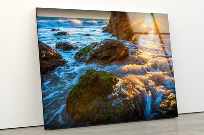 Sea with Rocks Photograph Acrylic Glass Print Tempered Glass Wall Art 100% Made in Australia Ready to Hang