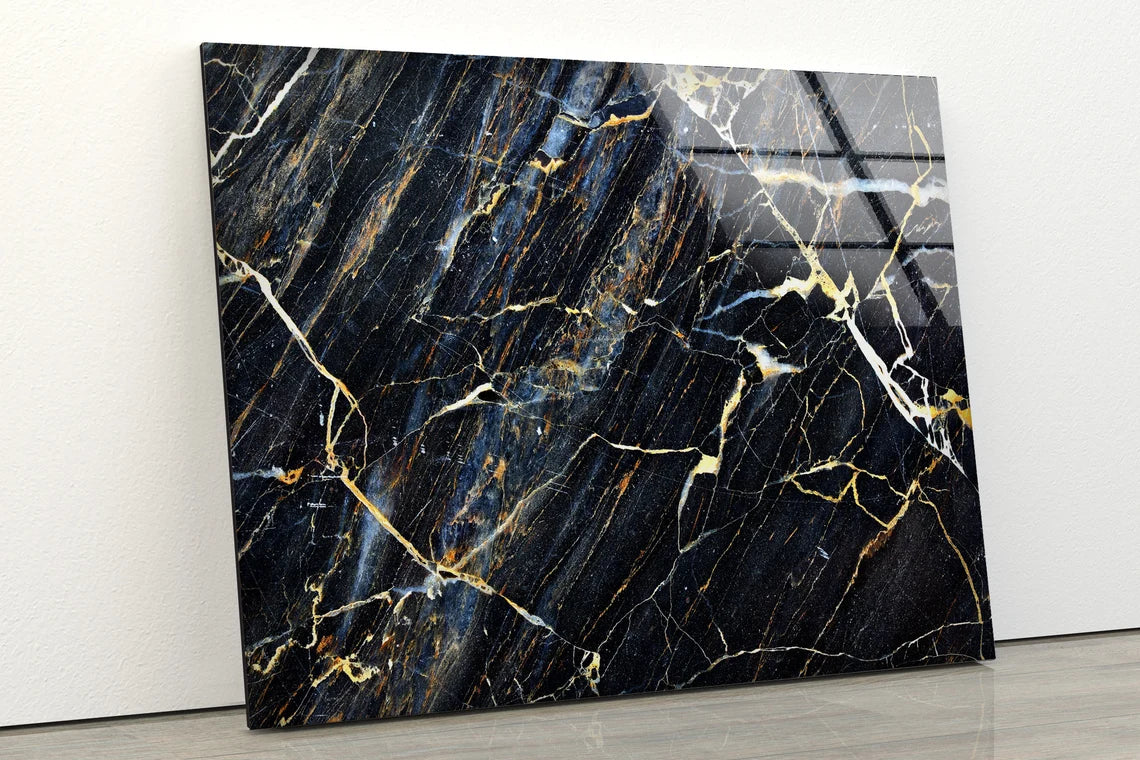 Black Silver & Gold Abstract Design Acrylic Glass Print Tempered Glass Wall Art 100% Made in Australia Ready to Hang