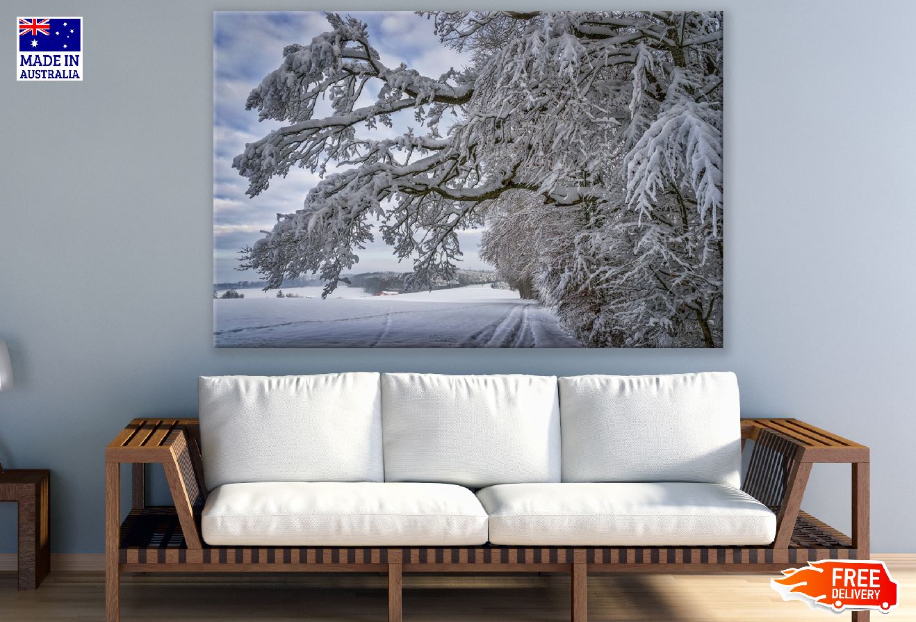 Snow Covered Tree Wintry Landscape Photograph Print 100% Australian Made