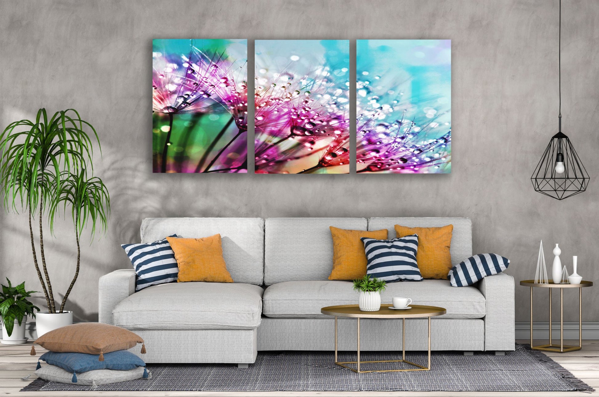 3 Set of Waterdrops on Flower Photograph High Quality Print 100% Australian Made Wall Canvas Ready to Hang