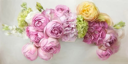 Colorful Peony Flowers Smudge Painting Print 100% Australian Made