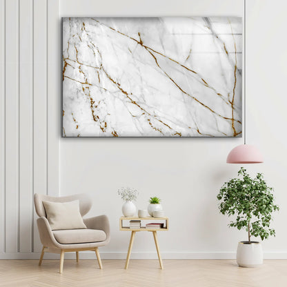 White & Gold Abstract Design Acrylic Glass Print Tempered Glass Wall Art 100% Made in Australia Ready to Hang