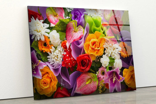 Colorful Flower Bouquet Photograph Acrylic Glass Print Tempered Glass Wall Art 100% Made in Australia Ready to Hang