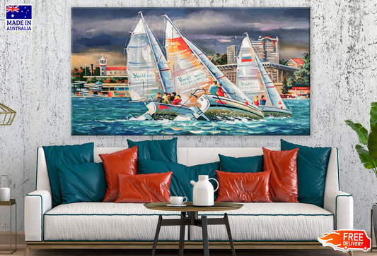 Yatches Sailing Painting Print 100% Australian Made