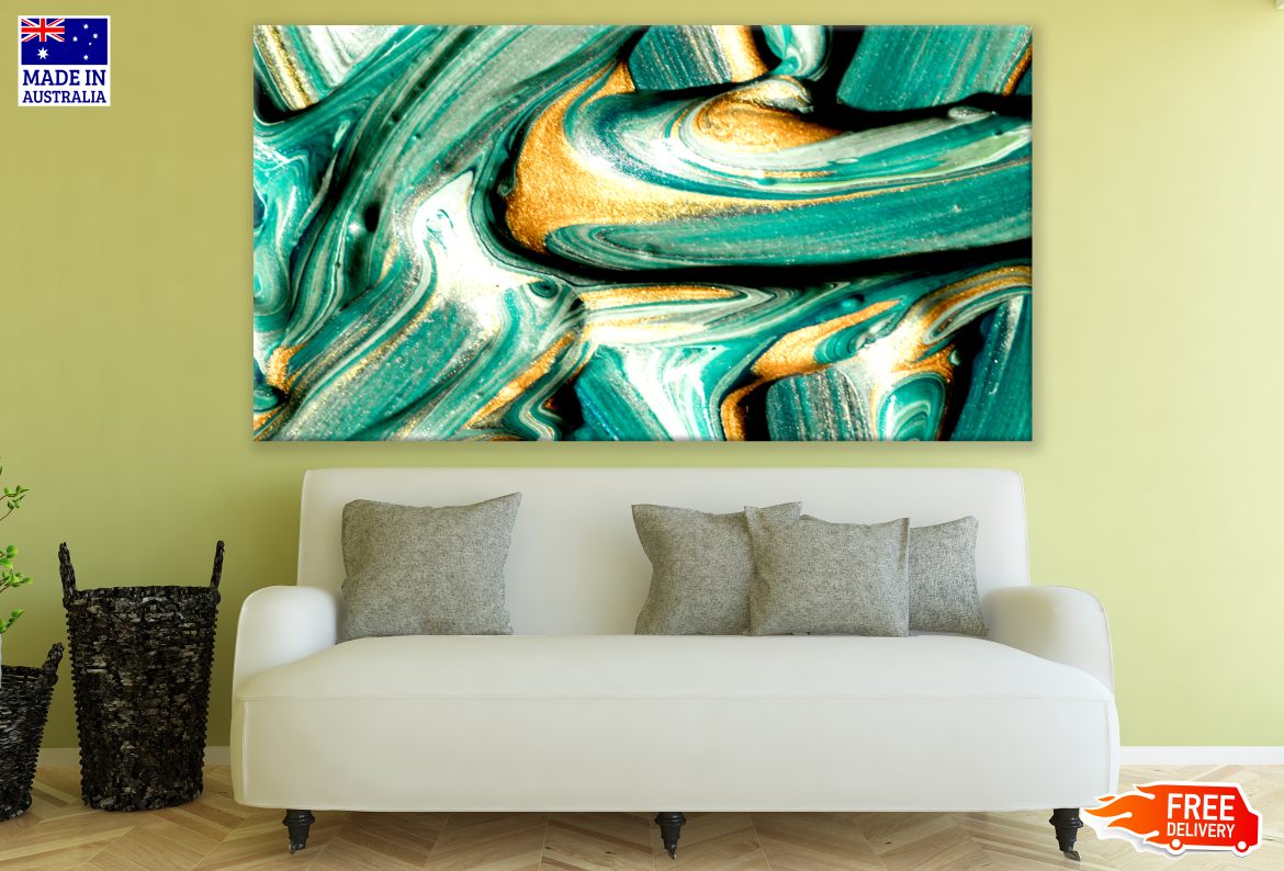 Green Gold Abstract Design Print 100% Australian Made