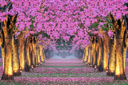 Pink Flower Trees & Road Photograph Print 100% Australian Made