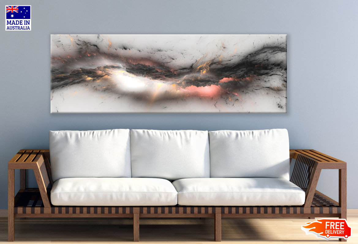 Panoramic Canvas Pink Black Abstract Design High Quality 100% Australian made wall Canvas Print ready to hang