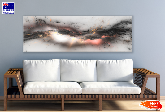 Panoramic Canvas Pink Black Abstract Design High Quality 100% Australian made wall Canvas Print ready to hang