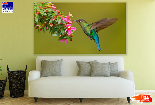 Tropical Hibiscus Flowers and Humming Bird Print 100% Australian Made