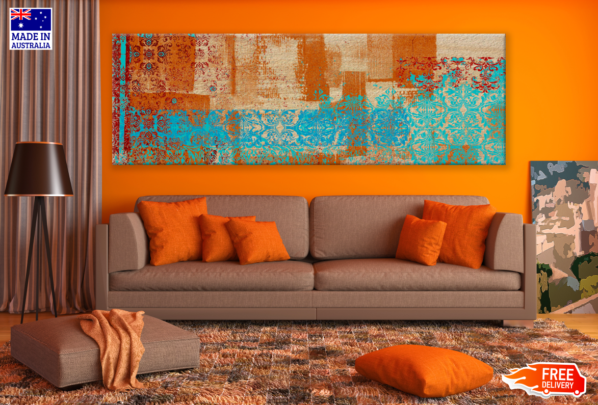 Panoramic Canvas Colourful Abstract Pattern Design High Quality 100% Australian made wall Canvas Print ready to hang