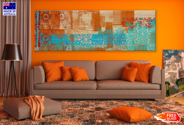 Panoramic Canvas Colourful Abstract Pattern Design High Quality 100% Australian made wall Canvas Print ready to hang