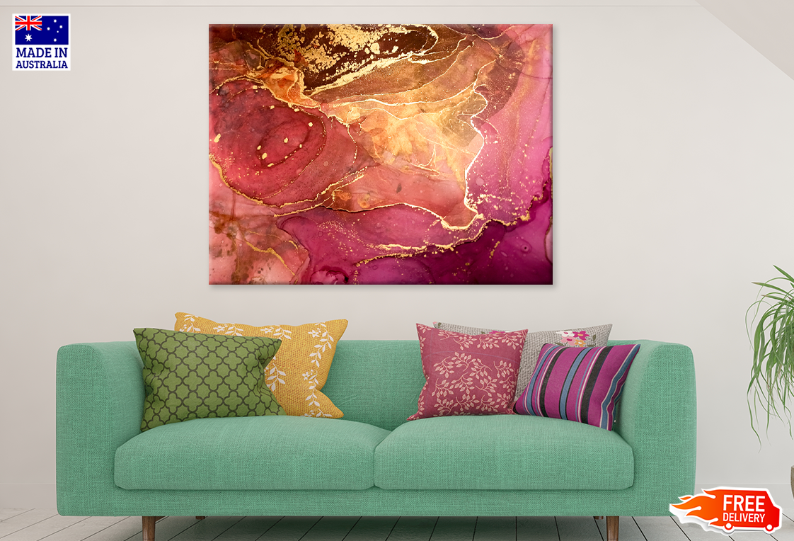 Pink Red & Gold Abstract Design Print 100% Australian Made