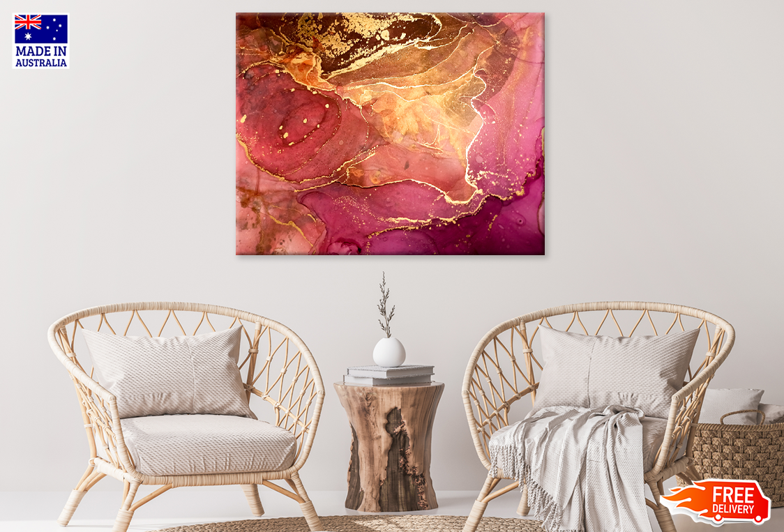 Pink Red & Gold Abstract Design Print 100% Australian Made