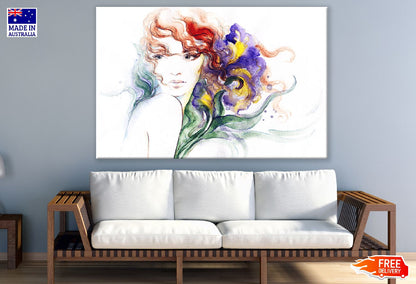 Woman with Colorful Hair Abstract Watercolor Painting Print 100% Australian Made