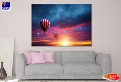 Air Balloons on Sunset Sky View Photograph Print 100% Australian Made