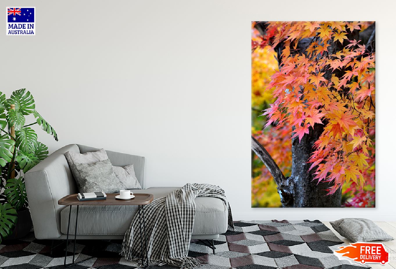 Orange Pink Maple Leaves View Photograph Print 100% Australian Made