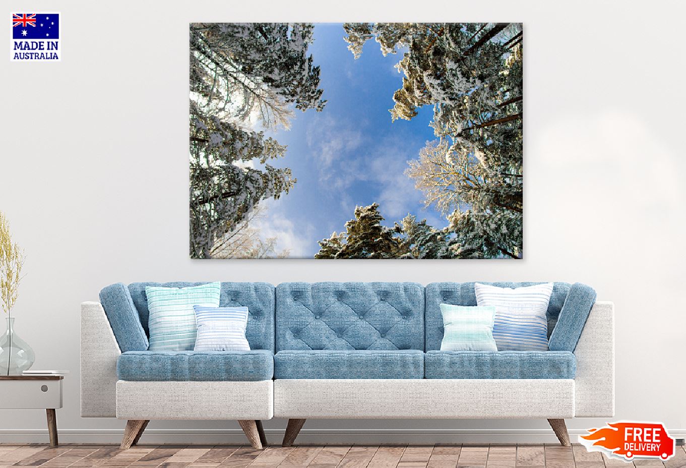 Snowy Trees Low Angle View Photogtaph Print 100% Australian Made