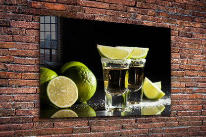 Tequila Shots & Lemons Print Tempered Glass Wall Art 100% Made in Australia Ready to Hang