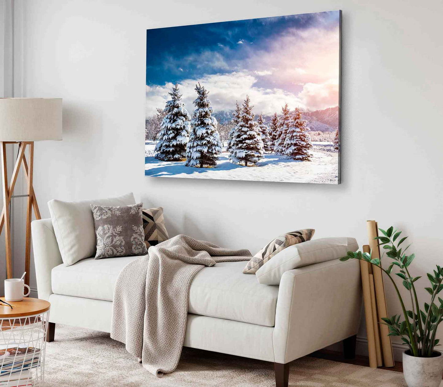 Bella Home Pine Trees Snow Field & Sky View Print Canvas Ready to hang