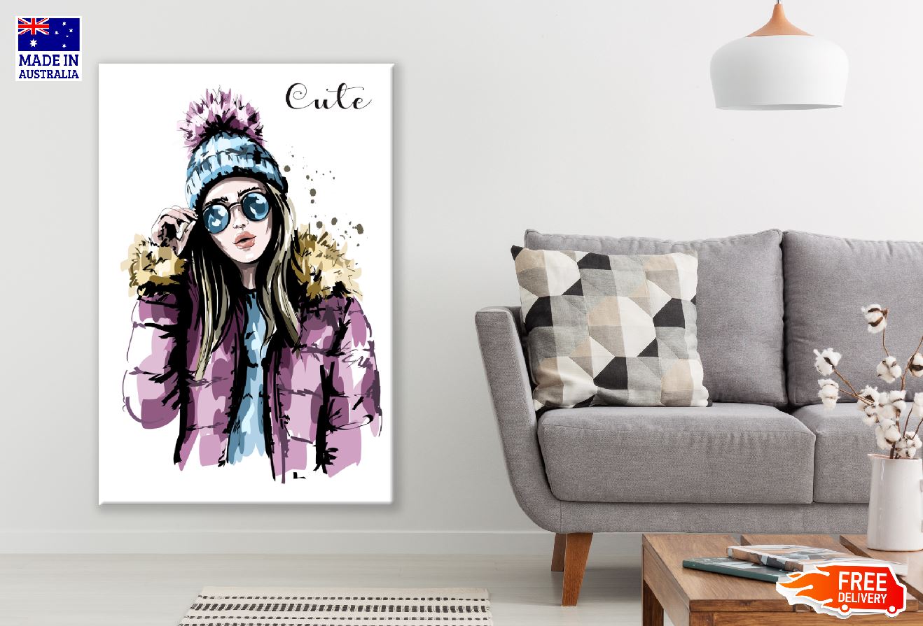 Cute Girl with Sunglasses Illustration Print 100% Australian Made