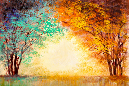 Bella Home Alley Through The Park in Autumn Season Print Canvas Ready to hang