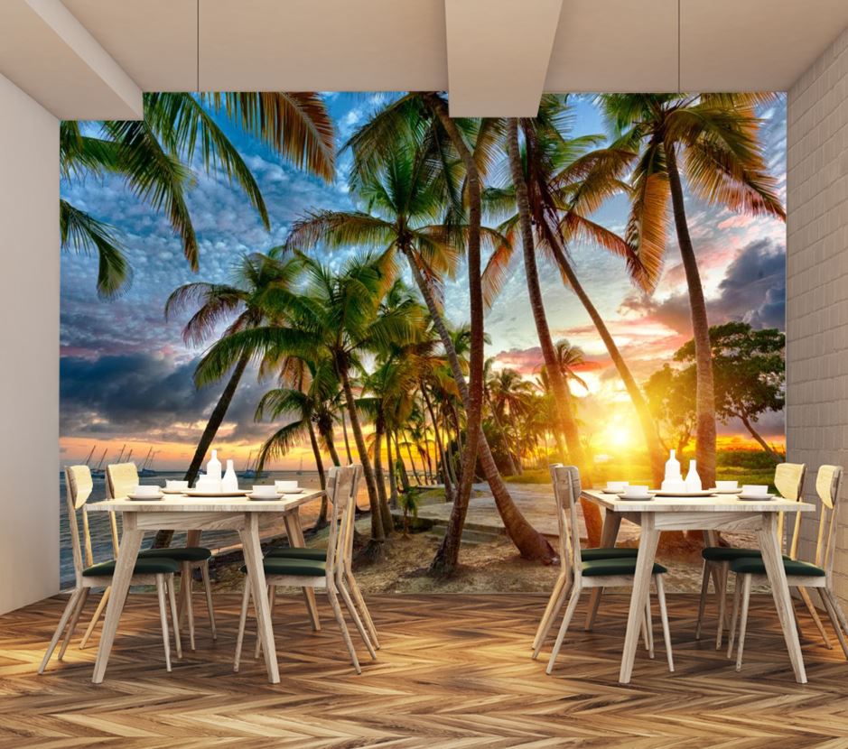 Wallpaper Murals Peel and Stick Removable Palm Trees at Sunset High Quality