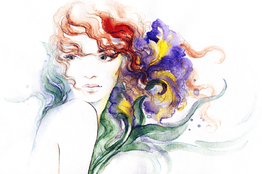 Woman with Colorful Hair Abstract Watercolor Painting Print 100% Australian Made