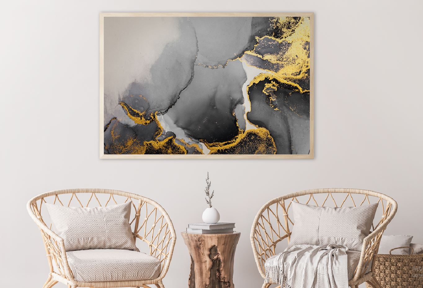 Dark Gold Splash & Black Abstract Design Home Decor Premium Quality Poster Print Choose Your Sizes