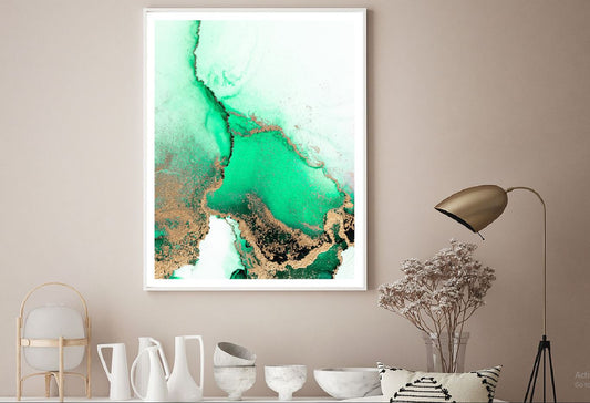 Green & Gold Splash Abstract Design Home Decor Premium Quality Poster Print Choose Your Sizes